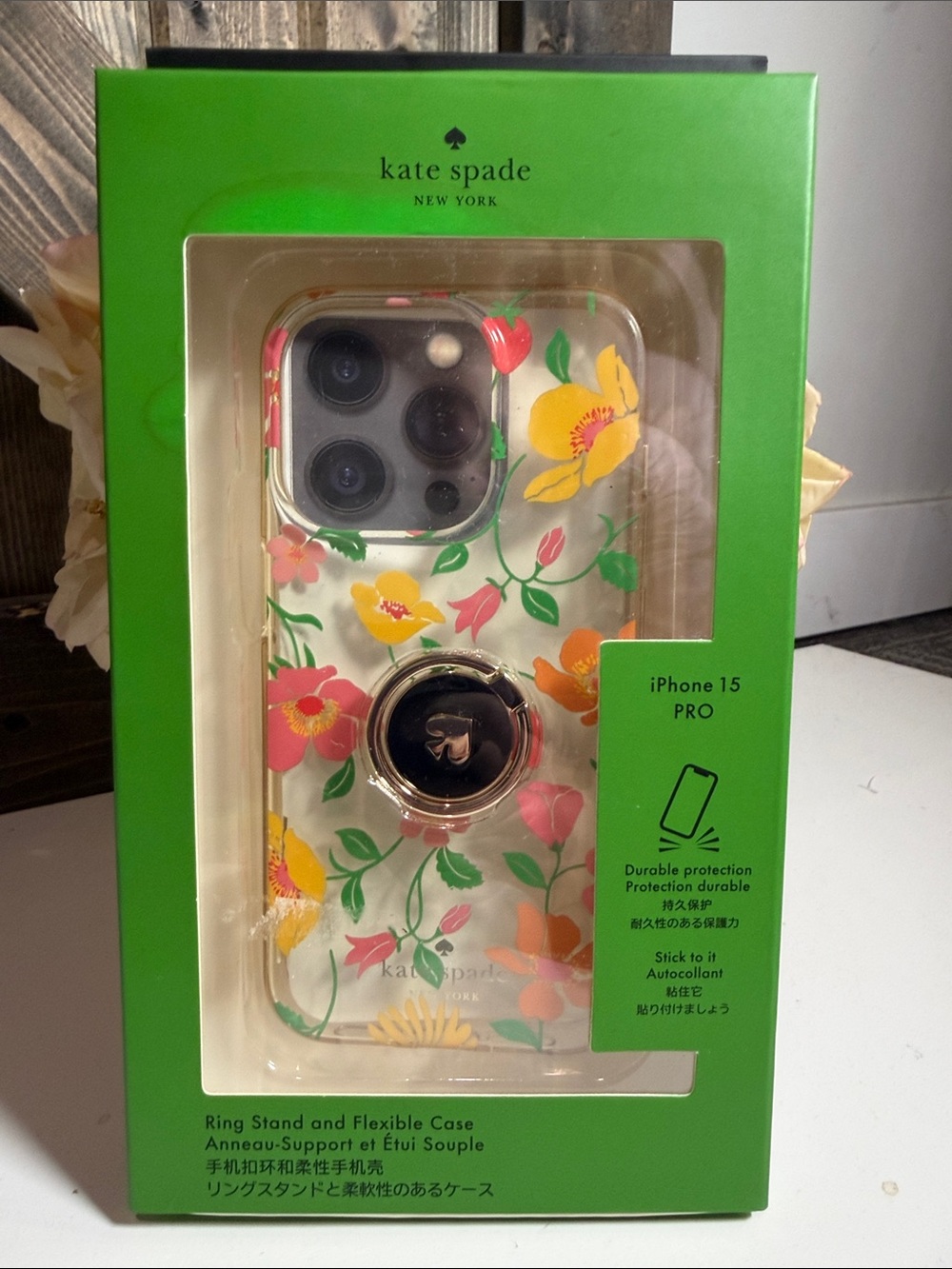 kate spade Floral Ring Stand Flexible Case for iPhone 15 Pro - Multicolor